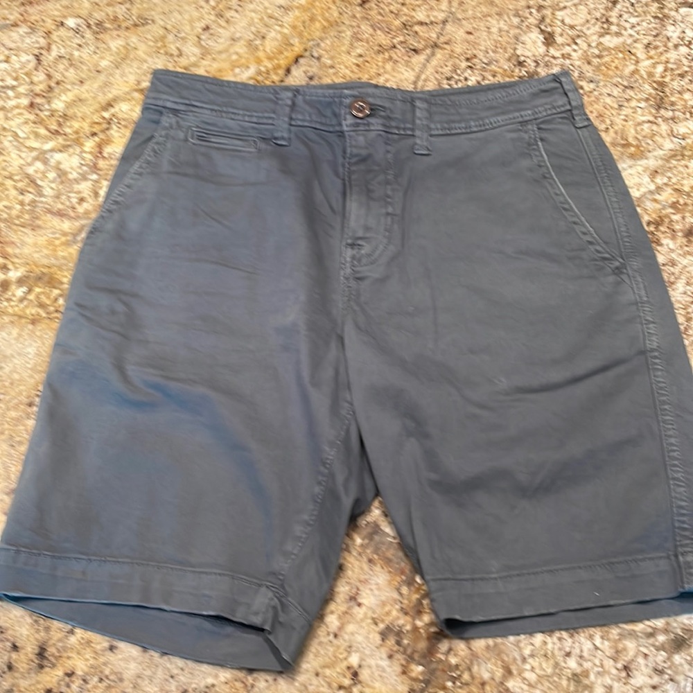 AEO mens Extreme Flex Classic fit Gray Blue Chino shorts size 30